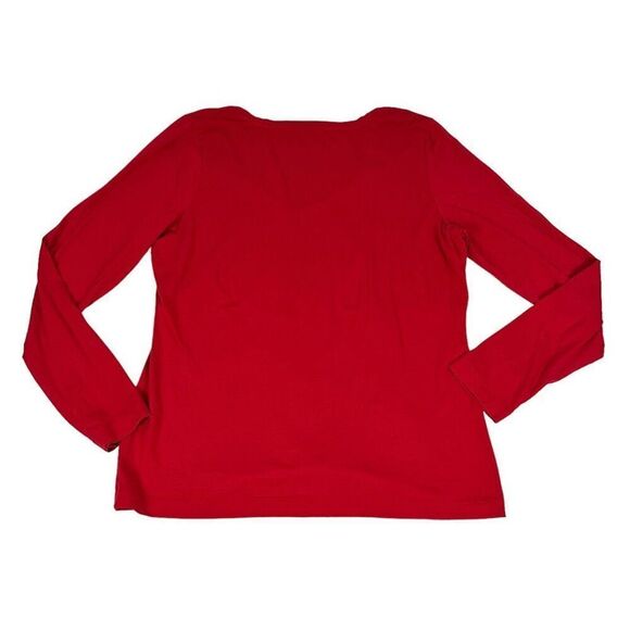 Lands' End Fitted V- Neck T-Shirt Red Size Large - Picture 2 of 7